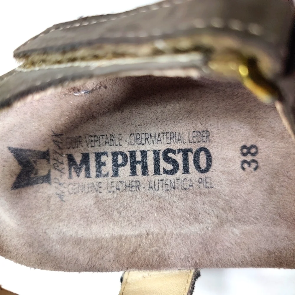 MEPHISTO Women's Gray Suede Leather Strappy Arch Support Wedge Sandal Size 8